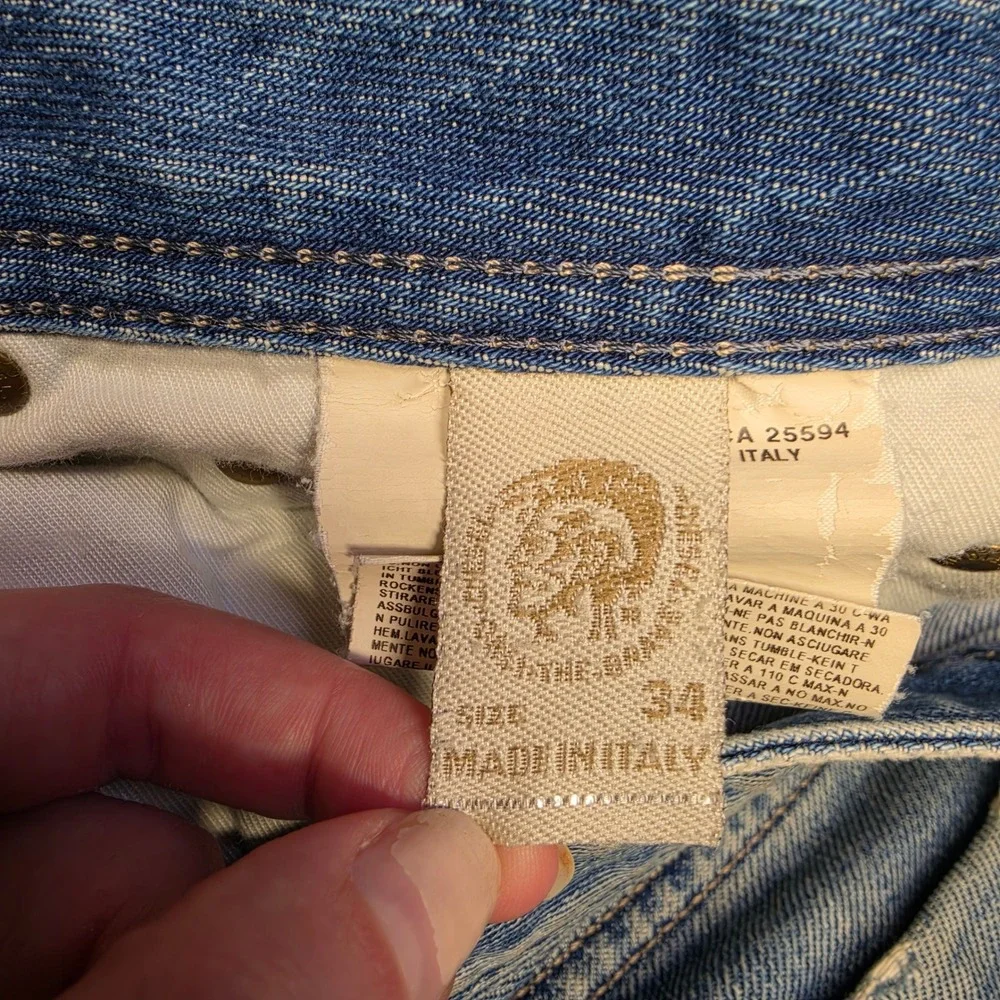 Vintage Diesel Industry Zatiny Jeans Blue Mens 34x32 Bootcut Button Fly Italy